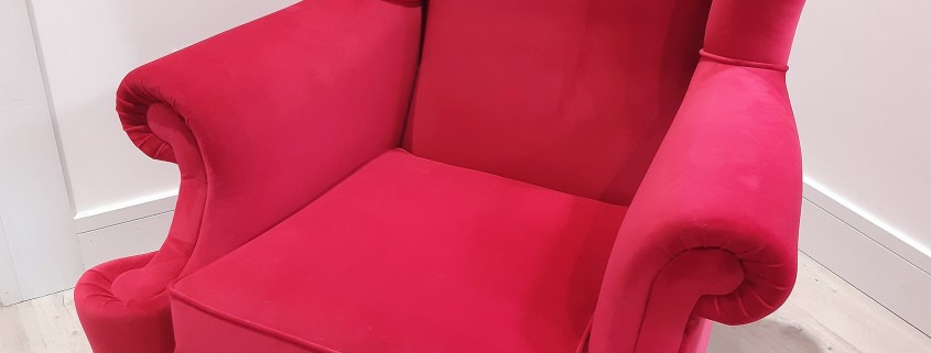 Wing chair in Cristina Marrone- Passione (Cerise)